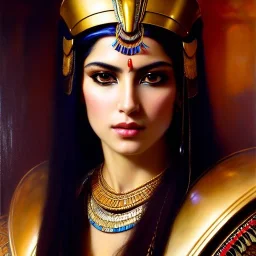 portrait beautiful face Cleopatra ,busty,ancient metal armor balanciaga fashion clothe painting by gaston bussiere, greg rutkowski, yoji shinkawa, yoshitaka amano, tsutomu nihei, donato giancola, tim hildebrandt, oil on canvas, cinematic composition, extreme detail,fit full head inside picture