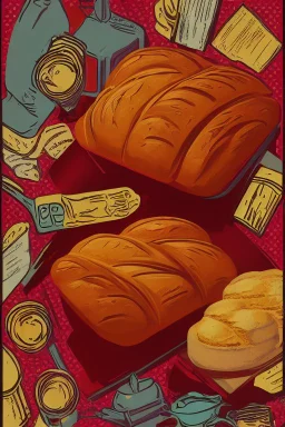 Vintage pop art style, bread, challah