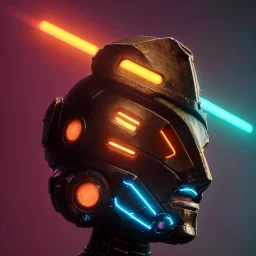 Front, pretty cyber woman, rounded face, blood, black, gold, brown, samurai helmet, decorative color feathers, retro, simetric, circuits, neon style, a lot of led lights, fog, rain, leather, vibrant color, highly detailed, art stations, concept art, smooth, unreal engine 5, god rays, ray tracing, RTX, lumen lighting, ultra detail, volumetric lighting, 3d, finely drawn, high definition, high resolution.