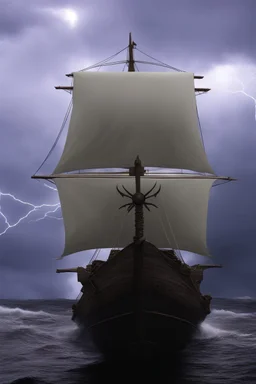 fantasy wooden ship in storm