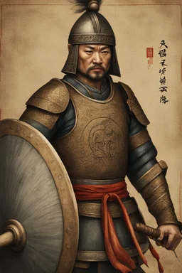 Close-up of a warrior the 1200s and a Mongol warriors portrait , strong athletic build