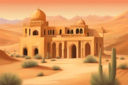 a palace in a desert landscape by artist "Ingrid Umber", by artist "Sienna Lamberts"