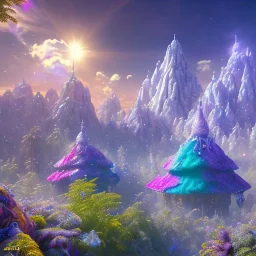 blu and violet landsacape with multicolored crystals falling from the sky, full of details, smooth, bright sunshine，soft light atmosphere, light effect，vaporwave colorful, concept art, smooth, extremely sharp detail, finely tuned detail, ultra high definition, 8 k, unreal engine 5, ultra sharp focus