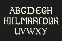 new hand painted blackletter font sample of the alphabet