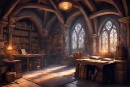 fantasy medieval study room