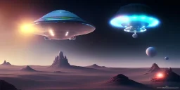 extra-terrestrial, 8K, photo realistic, highly detailed, lught ufo, light colors