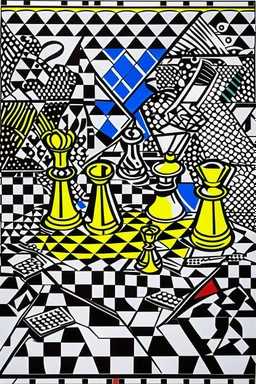 5d chess in the style of roy lichtenstein