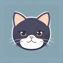 App logo 2D vector graphic of cute and kawai Cat face, simple color, flat style, use only 3color theme, open mouth