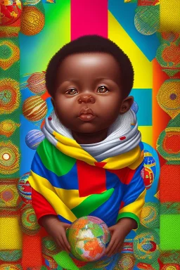 african baby in space, ghana colours, high detail