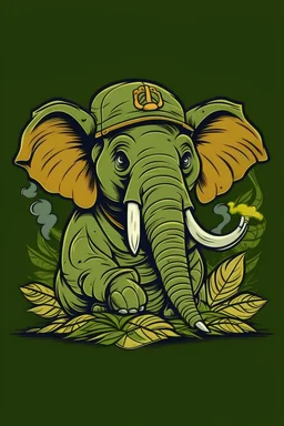 big camo elephant in the room smoking a cigar in the style of pixar