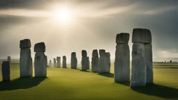 calm beauty, fantasy, magic, splendor, uplifting, inspiring, therapeutic, stonehenge, springtime, sunlight, chiaroscuro, color, award-winning colour photograph, Nikon 135mm