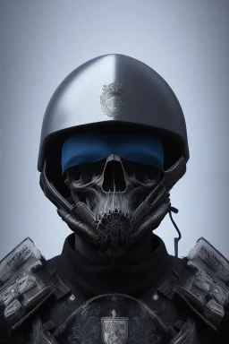 All black Russian soldier, high tech skull special forces helmet, velvet helmet, white smoke, dark, rage, sorrow, high definition, ultra 8 k, volumetric lighting, blue fire, fog