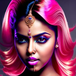 Amala paul, pink hair , cyber punk