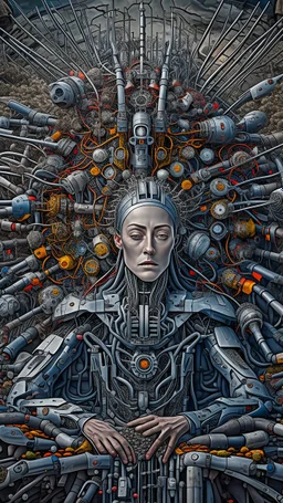 Bosch painting style, wake up in hill with evils and fire and pain