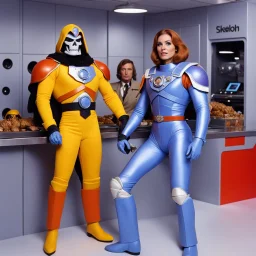 Skeletor and captain Scarlett in Calvin klein join space 1999 for luch