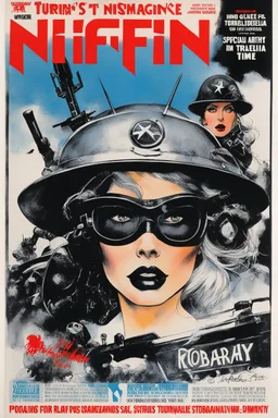 NIFFIN’ GLUE magazine #871 (13 Vroker 34) high res photo cover by Ralph Steadman: special 'nazis SS torture dystopia for her' issue; guest star : Barbarella as a time traveler in US military uniform