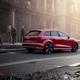 an Audi estate car ultra realistic,concept, 4k ,on street,8k resolution, high-quality, fine-detail, parked in crowded city winter