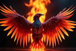 phoenix bird with flaming wings, Cinematic lighting, Volumetric lighting, Epic composition, Photorealism, Bokeh blur, Very high detail, Sony Alpha α7, ISO1900, Character design, Unreal Engine, Octane render, HDR, Subsurface scattering