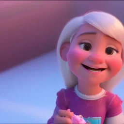 cute, smileing girl eating ice cream, Pixar, disney, cinema lighting, 8k, magic, love --q 1 --v 4