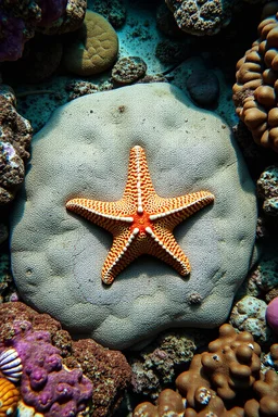 an ocean star in some corals in te pacific ocean