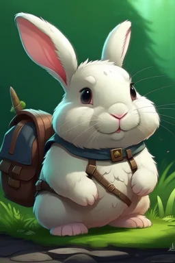 Cute chubby bunny floppy ears adventurer dnd art realism