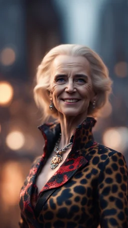 jo biden as a leopard vampire, bokeh like f/0.8, tilt-shift lens 8k, high detail, smooth render, down-light, unreal engine, prize winning