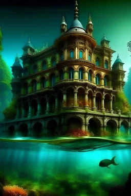 Quite beautifilull and colourfull palace under deep water