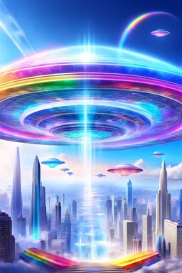 Ufos rainbow, futuriste ultra moderne,stairway to heaven,crystal very beautiful city