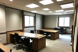 Offices for 10 employees. The walls and furniture will be brown