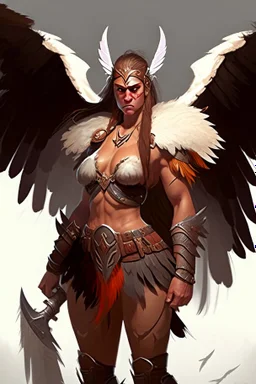 female barbarian dnd character with large wings