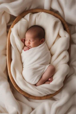 Ultra realistic 4k detailed A newborn baby sleeping peacefully in a soft, white blanket, surrounded by a warm, golden light. . 64k, hyper quality, dynamic lighting