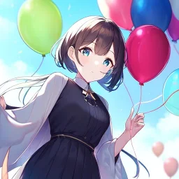 anime girl holding onto a balloon