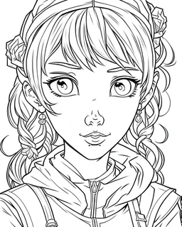 outline art for real Frozen Character To Color coloring page, Japanese manga style, cartoon style, cute face, white background sketch style, full body is a must, only use outline, clean line art, no shadow, bold outline