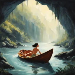 The Cave Girl: Seeing her chance to marry Divvy slipping away, Elsie conspires with Baptiste to kidnap Margot who ends up being set adrift in a canoe. Elsie's conscience suffers and she realizes that she has done wrong. Elsie confesses to Divvy, who then rescues Margot from the rapids in the nick of time.