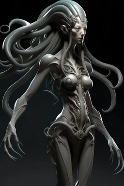 gorgeous female humanoid alien model, tentacles