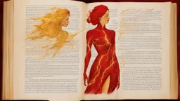 Text for a song about lightning space and beautiful golden, red women, text on a pages.