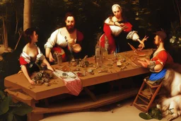 rapper smoking on picnic table by Caravaggio