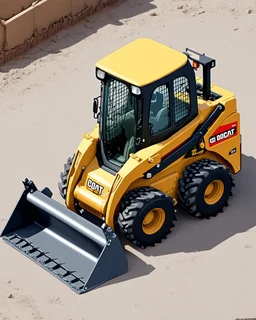 bobcat skidsteer with scorpion arms and tail, 3d cartoon proportions, isometric Digital painting