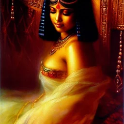 Drawing of beautiful face,busty 'cleopatra',throne,hieroglyphics,balanciaga fashion clothe painting by gaston bussiere, greg rutkowski, yoji shinkawa, yoshitaka amano, tsutomu nihei, donato giancola, tim hildebrandt, oil on canvas, cinematic composition, extreme detail,fit full head inside picture,16k