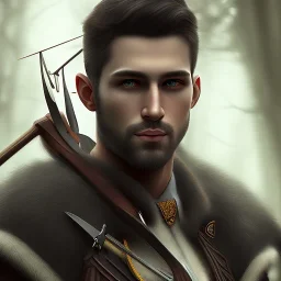 Male, Dark hair, Photorealism, Archer, Dark Forrest background