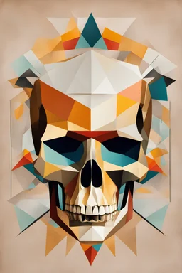 geometric midcentury skull art