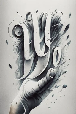 Hand two Lettering O with background white