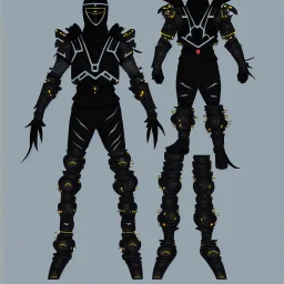 cyber ninja, black metal armor, futuristic suit, imperious, 8k resolution concept art