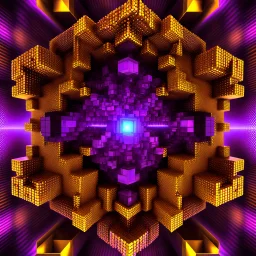 a mandelbox 3d fractal made of small metallic random color cubes
