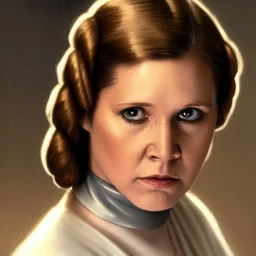 [[extrem beautiful photorealistic young Carrie Fisher as Princess Leia]] :: [[photorealistic brown eyes, short hair, head and shoulders portrait, 8k resolution photorealistic portrait by Greg Rutkowski, Artgerm, WLOP, Alphonse Mucha, dynamic lighting, hyperdetailed, intricately detailed, triadic colors]]