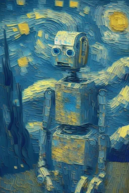 Robotor als künstliche Intelligenz im Stil von van gogh