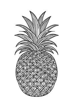 pineapple minimalistic, line art, background, vector, svg, coloring page, black outline on white background