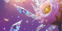 one big crystal subtle flower in a galactic ambiance with a beautiful fairy, transparent petals, delicate colors, in the foreground, full of details, smooth，soft light atmosphere, light effect，vaporwave colorful, concept art, smooth, extremely sharp detail, finely tuned detail, ultra high definition, 8 k, unreal engine 5, ultra sharp focus