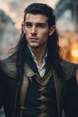 handsome young man with long elf ears