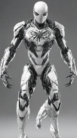 Arte lineal Spiderman cyborg, f FCull body calidad ultra, hiperdetallado, maximalista, color blanco, increíble obra de arte piernas completas pies completos